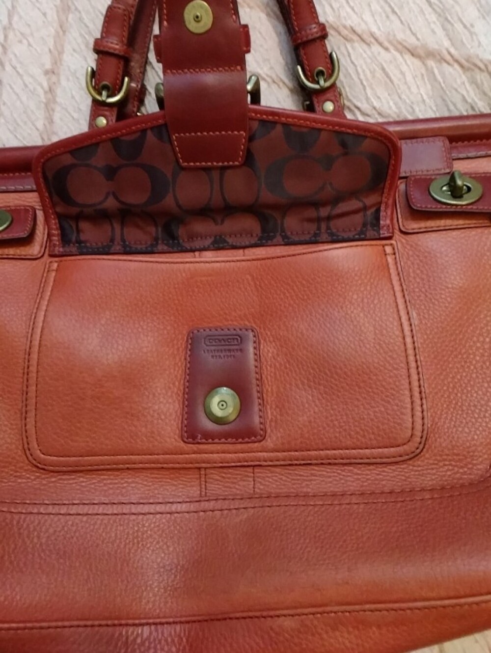 Coach Vintage Soho Dowel Satchel 2004 Coral With Red Trim - Picture 15 of 15